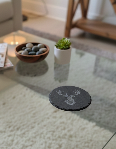 Stag Slate engraved Coaster