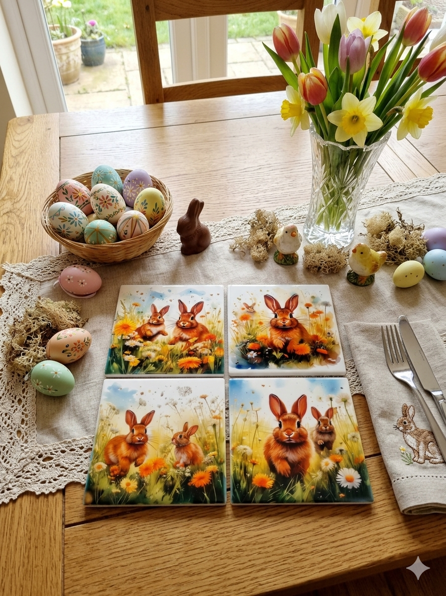 Spring Rabbit Coasters