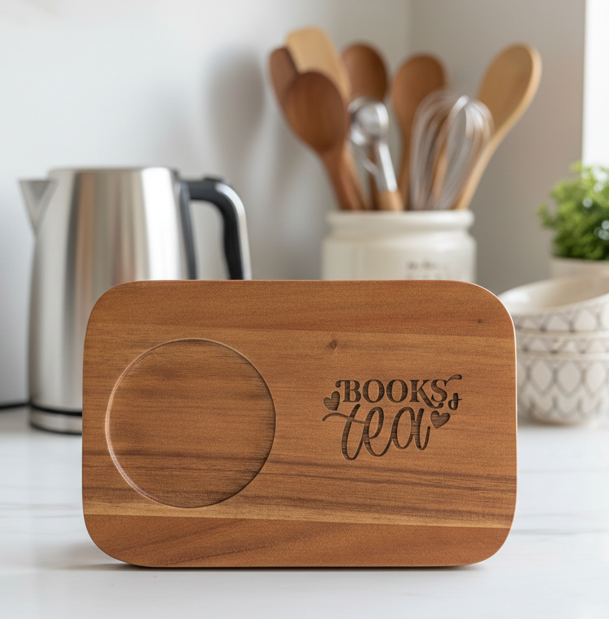 Books & tea Acacia Biscuit Board
