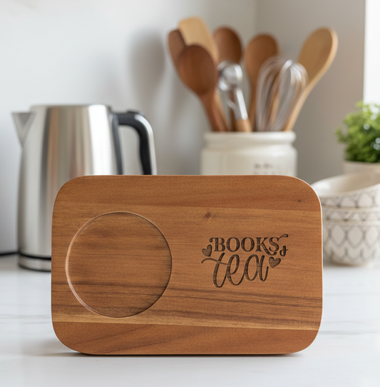 Books & tea Acacia Biscuit Board