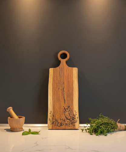 Owl Floral Acacia Server Board 65cm x 25cm