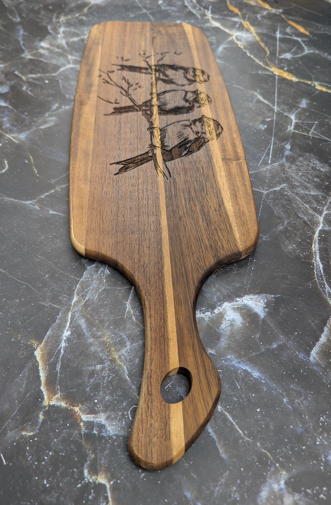 3 Birds Acacia Server Board 63cm x 20 cm - A & C Creative Concoctions