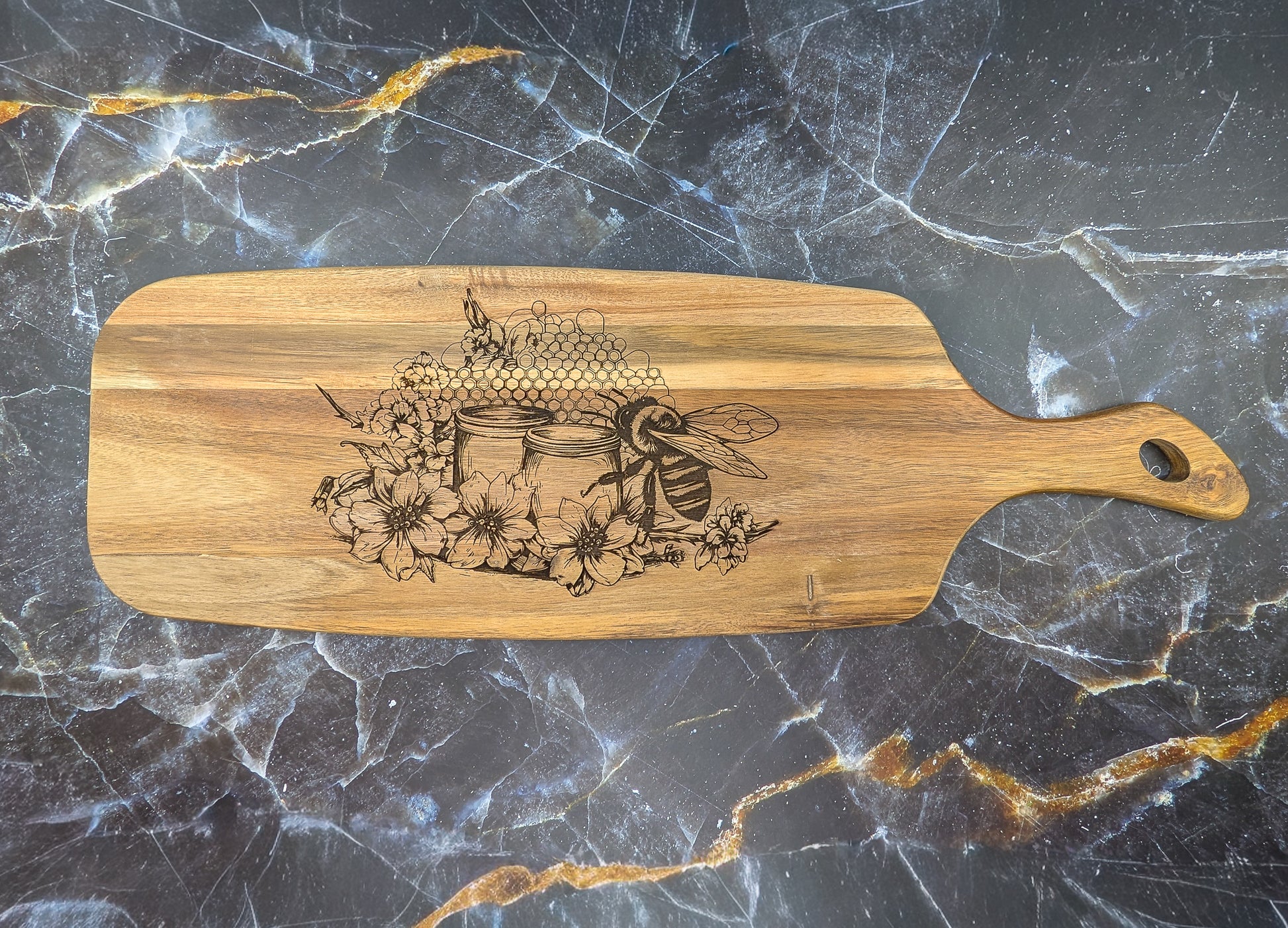 Bee & Honey Acacia Server Board 63cm x 20 cm - A & C Creative Concoctions