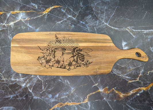 Bee & Honey Acacia Server Board 63cm x 20 cm - A & C Creative Concoctions