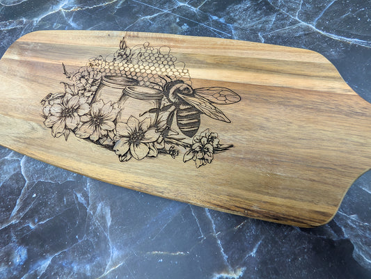 Bee & Honey Acacia Server Board 63cm x 20 cm - A & C Creative Concoctions