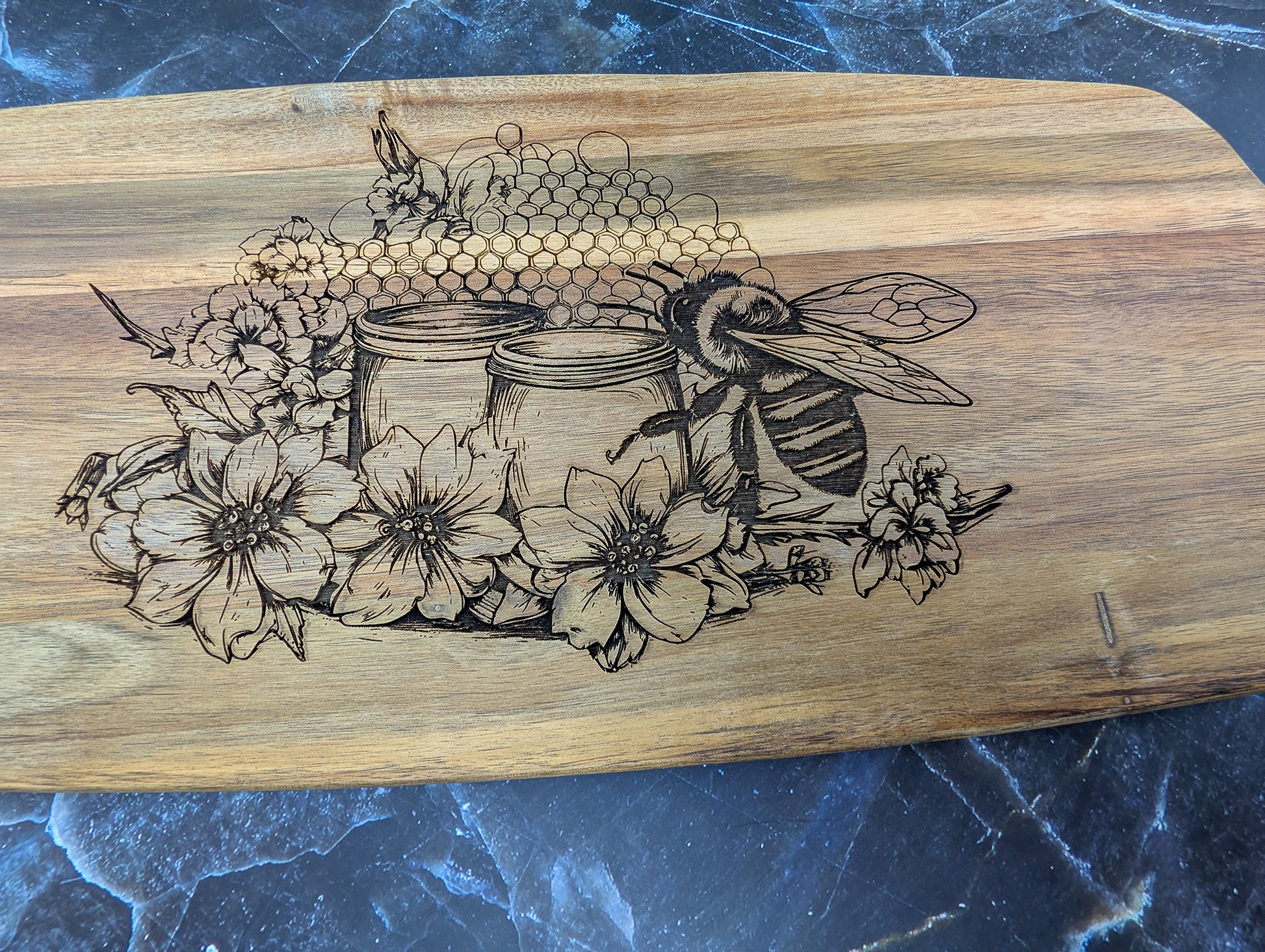 Bee & Honey Acacia Server Board 63cm x 20 cm - A & C Creative Concoctions