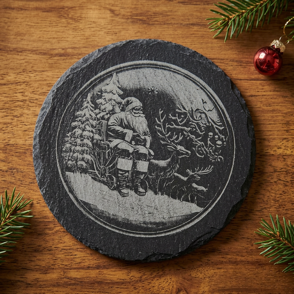 Christmas slate coaster festive scene 4