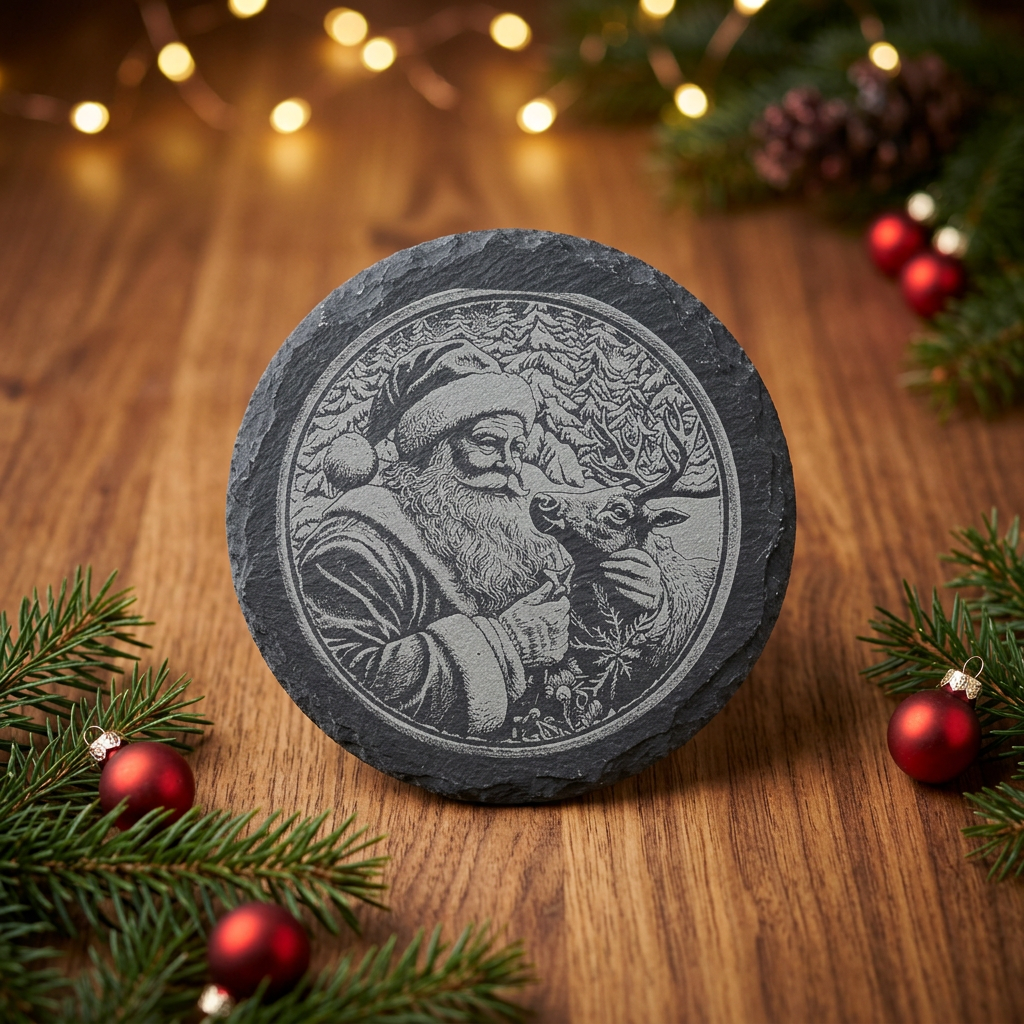 Christmas slate coaster festive scene 2