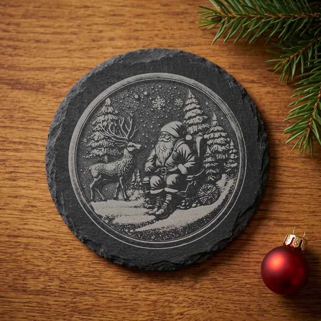 Christmas slate coaster festive scene 3