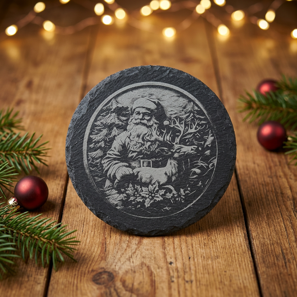 Christmas slate coaster festive scene 1
